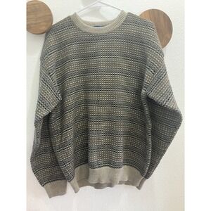 VTG Towncraft Mens L Multicolor Crewneck Sweater Large‎ Grandpa Cobain Cosby 90s